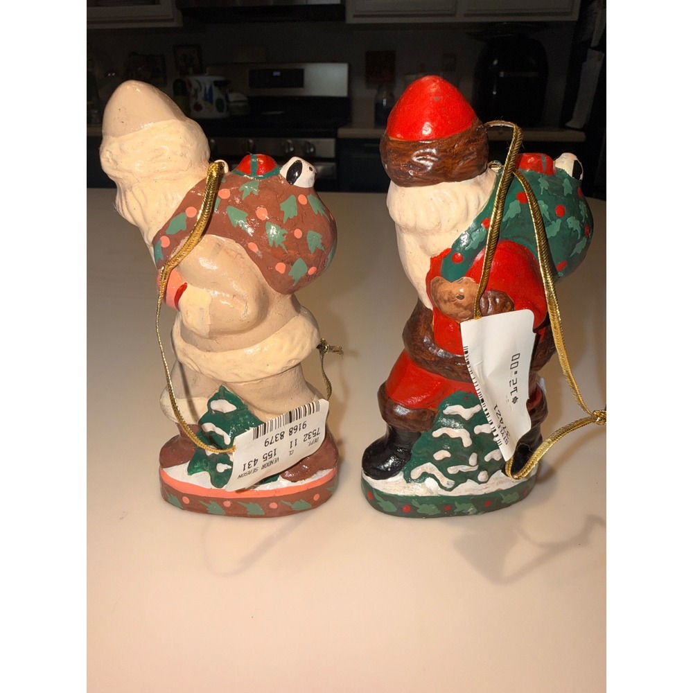 Vintage House of Hatten Santa Ornament Set Father Christmas 1994 Folk Art w/ Tag - Picture 3 of 10